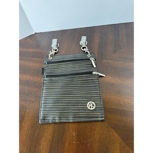 Hip Klips Gray Faux Leather Zipper Pouch Clip On Wallet Organizer Bag